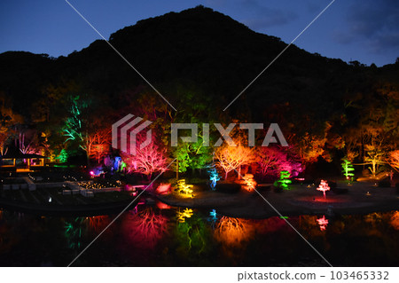 Beautiful Japanese garden illumination in Ushibuka, Kumamoto 103465332