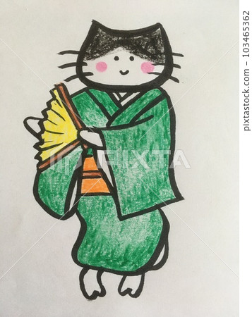 穿著和服跳日本舞的貓 103465362