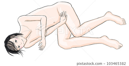 Girl lying naked on the floor 04 103465382