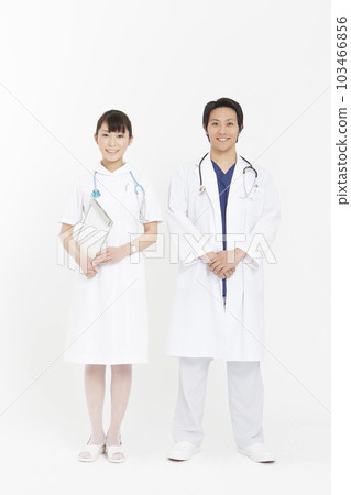 A nurse and a doctor in white coats A nurse and a doctor in white coats 103466856