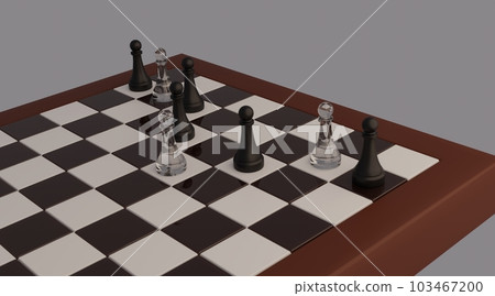 A chessboard with only black and glass pawns 103467200