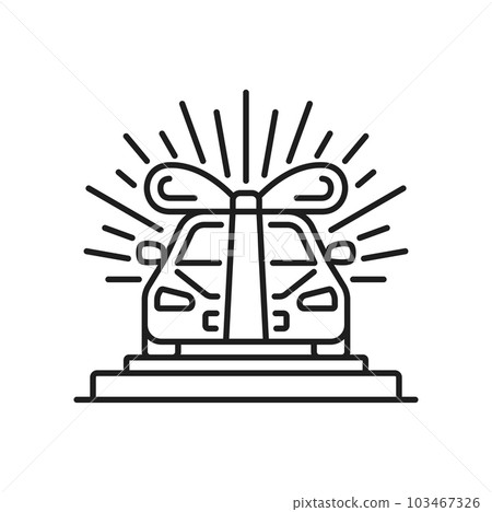 Lottery winner car prize isolated outline icon. Vector good luck and success, modern vehicle as gift in casino, lucky jackpot Lottery winner car prize isolated outline icon. Vector good luck and success, modern vehicle as gift in casino, lucky jackpot 103467326