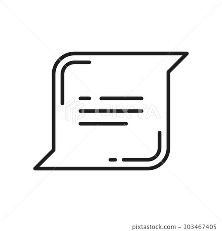 Memo sticker card with dash line isolated outline chat line icon. Vector element of planning, business office remind sheet writing, notepaper tag 103467405