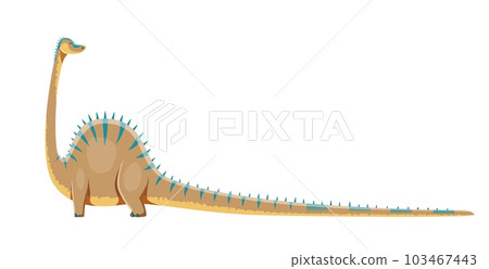 Cartoon Diplodocus dinosaur character. Ancient wildlife, paleontology dinosaur or prehistoric lizard. Jurassic era extinct herbivore Diplodocus reptile cute vector personage with long neck and tail Cartoon Diplodocus dinosaur character. Ancient wildlife, paleontology dinosaur or prehistoric lizard. Jurassic era extinct herbivore Diplodocus reptile cute vector personage with long neck and tail 103467443