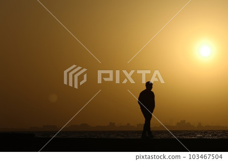 背著夕陽行走的青年 背著夕陽行走的青年 103467504