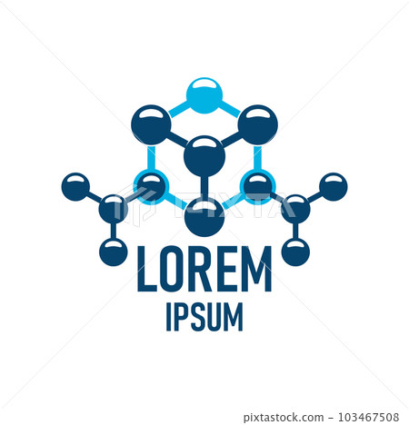 Molecule icon, nanotechnology molecular science and medicine or nano technology vector symbol. Chemistry, biotechnology, chemical lab or medical laboratory and research company sign of molecule atom 103467508