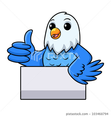 Cute blue love bird cartoon giving thumb up 103468794