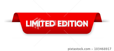 Limited Edition. Red banner ribbon isolated on white background. Vector illustration. 103468917