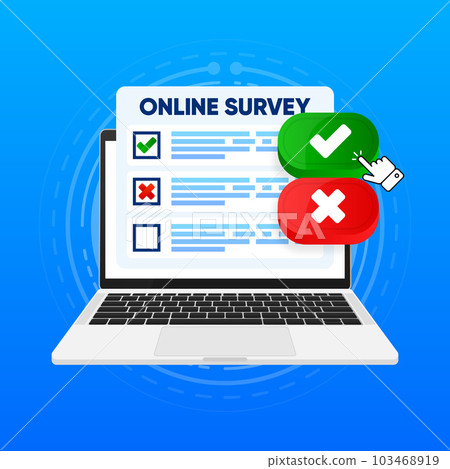 Online Survey. Mobile questionnaire, customer voting concept. Feedback business. Vector Illustration. 103468919