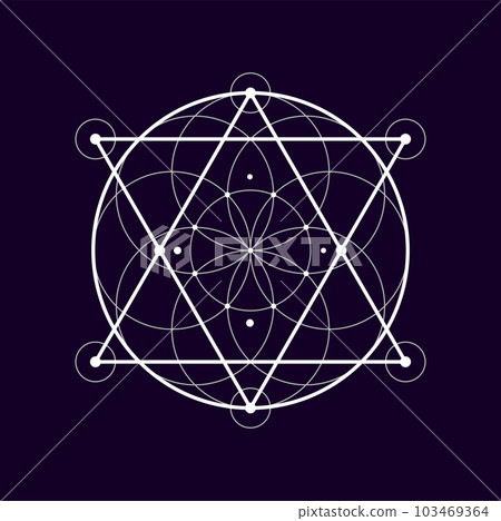Bohemian esoteric symmetrical sign, sacred geometry shape, mystery esoteric symbol. Vector aztec mystic shape, alchemy icon 103469364