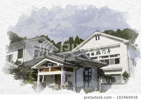 水彩風格的武雄溫泉大浴場鷺之湯(佐賀縣武雄市) 水彩風格的武雄溫泉大浴場鷺之湯(佐賀縣武雄市) 103469438