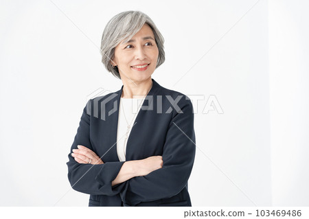 business woman gray hair suit 103469486