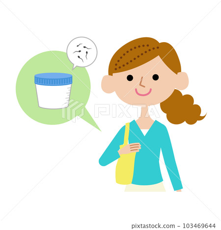A young woman who brings a semen cup to the hospital 103469644