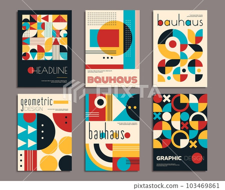 Bauhaus posters with geometric abstract... - Stock Illustration ...