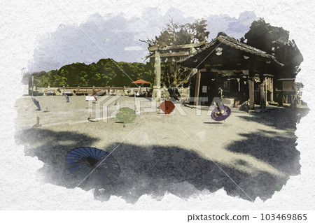 Watercolor style Takeo Shrine precincts Takeo City, Saga Prefecture Watercolor style Takeo Shrine precincts Takeo City, Saga Prefecture 103469865