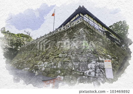 Watercolor style Takeo Shrine approach Takeo City, Saga Prefecture 103469892