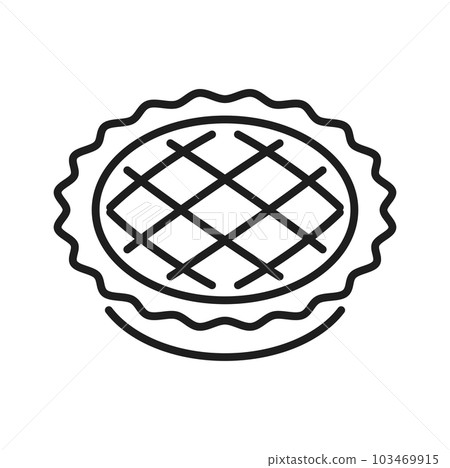Hand drawn homemade organic apple pie dessert isolated outline icon. Vector Thanksgiving food snack, crust apple pie thin line icon Hand drawn homemade organic apple pie dessert isolated outline icon. Vector Thanksgiving food snack, crust apple pie thin line icon 103469915