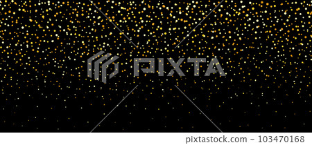 Golden falling confetti on dark background. Repeating gold glitter pattern. Yellow, orange and golden dots wallpaper. Celebration party decoration. Vector backdrop Golden falling confetti on dark background. Repeating gold glitter pattern. Yellow, orange and golden dots wallpaper. Celebration party decoration. Vector backdrop 103470168