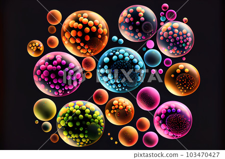 abstract background of colored bubbles. Generative AI 103470427