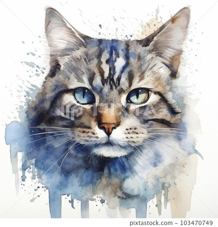 Cat watercolor style illustration "AI generated image" 103470749