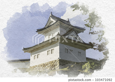 水彩風格的岡崎城 東隅砲台 愛知縣岡崎市 103471092