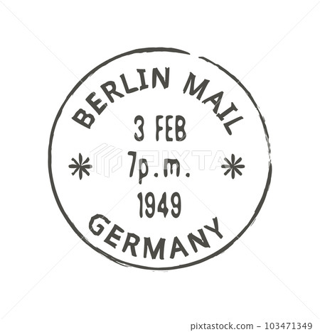 Berlin postage and postal stamp. Letter departure country or region vintage seal, post Germany city grunge vector imprint or postcard European Berlin town ink round postal stamp 103471349