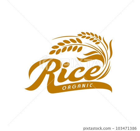 All About Rice Sign Rice icon, organic farm cereal food symbol.... - Stock Illustration ...