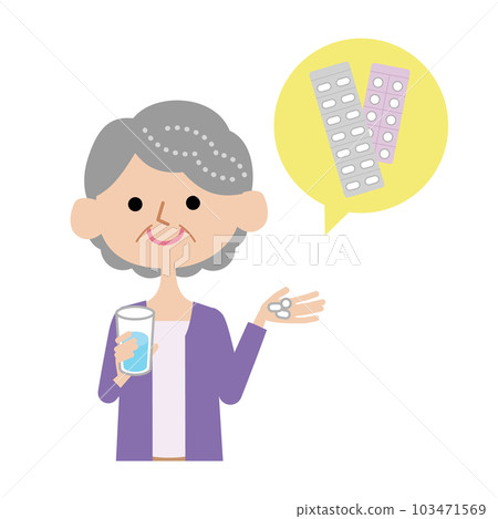 senior woman taking medicine 103471569