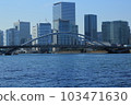 Tsukiji Bridge and skyscrapers over the Sumida River 103471630