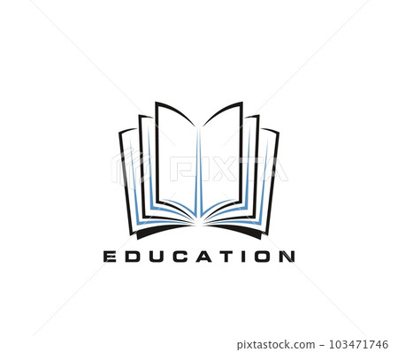 Open book icon, education, library, store, dictionary vector symbol. Book with blue pages and black cover isolated sign of knowledge or literature for school library reading room or bookstore Open book icon, education, library, store, dictionary vector symbol. Book with blue pages and black cover isolated sign of knowledge or literature for school library reading room or bookstore 103471746