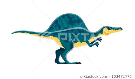 Cartoon dinosaur character, Oxalaia dino of Jurassic collection, vector kids cute toy. Funny cartoon dinosaur predator of Oxalaia spinosaurid genus, child paleontology education reptile lizard Cartoon dinosaur character, Oxalaia dino of Jurassic collection, vector kids cute toy. Funny cartoon dinosaur predator of Oxalaia spinosaurid genus, child paleontology education reptile lizard 103471775