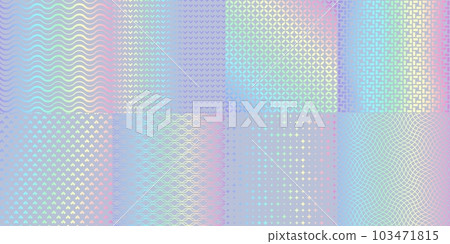 Hologram texture pattern on glitter foil background, vector gradient of iridescent rainbow color. Holographic pattern or holograph texture foil background, abstract neon or chrome holography glitter Hologram texture pattern on glitter foil background, vector gradient of iridescent rainbow color. Holographic pattern or holograph texture foil background, abstract neon or chrome holography glitter 103471815