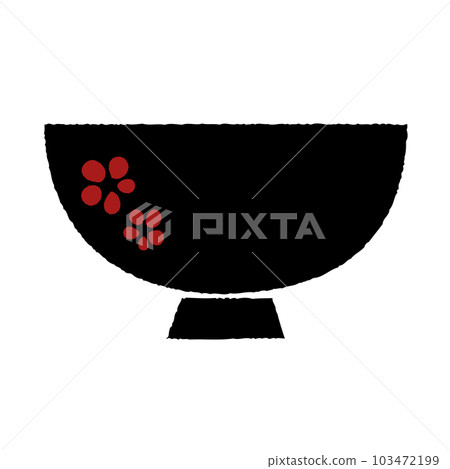 紅梅花紋黑漆碗手繪矢量圖 103472199