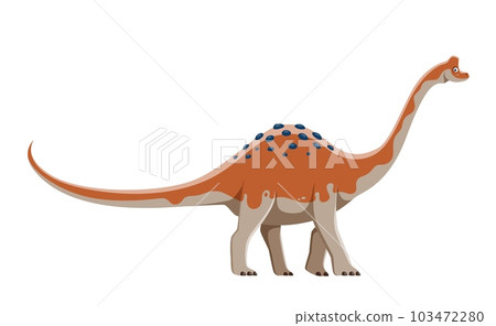 Cartoon Pelorosaurus dinosaur character. Prehistoric beast, ancient wildlife reptile or Cretaceous era dinosaur. Paleontology animal, extinct herbivore monster comic vector personage with long neck 103472280