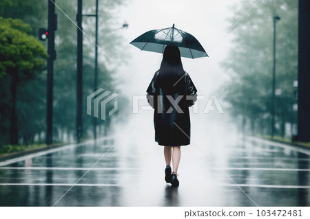 人工智能生成的圖像/人物/雨景後視圖 1 103472481