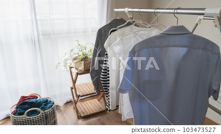 Drying the laundry indoors during the rainy season Image 103473527