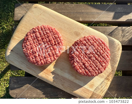 fresh raw burger patty fresh raw burger patty 103473822