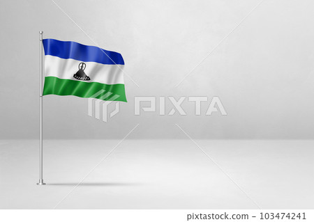 Lesotho flag isolated on white concrete wall background 103474241