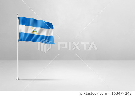 Nicaragua flag isolated on white concrete wall background 103474242