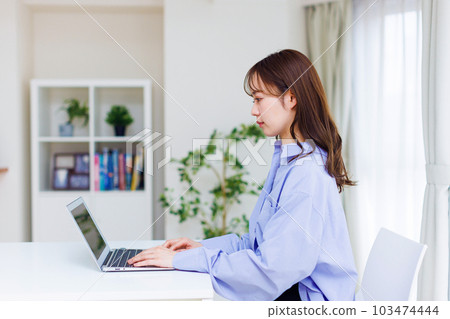 Teleworking woman Teleworking woman 103474444