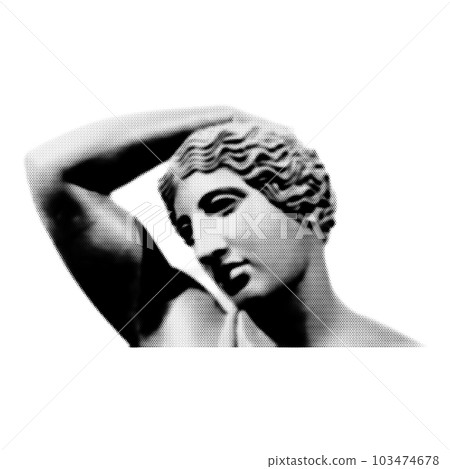 Halftone Greece modern statue. Collage design element in trendy magazine style. Vector illustration with vintage grunge punk cutout shape. 103474678