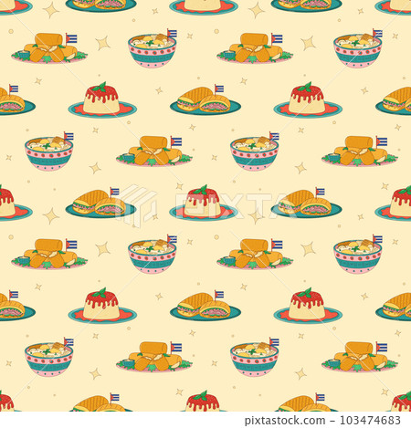 Cuban food seamless pattern. Traditional Cuban dish. Vector illustration Cuban food seamless pattern. Traditional Cuban dish. Vector illustration 103474683