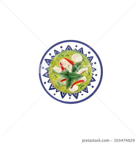 Green Curry is one of the famous dishes of Thailand, Thai food, green curry, element, hand draw, Green Curry is one of the famous dishes of Thailand, Thai food, green curry, element, hand draw, 103474829