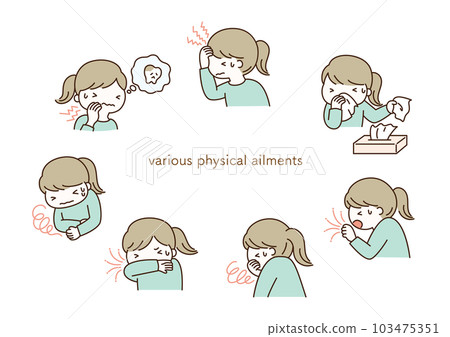 Illustration set of various poor health women 103475351
