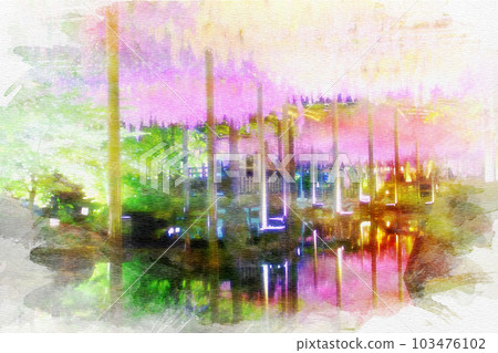 [愛知縣]對馬市天王川公園的紫藤花架 103476102