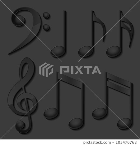 Set of dark musical notes. Vector illustration. Set of dark musical notes. Vector illustration. 103476768