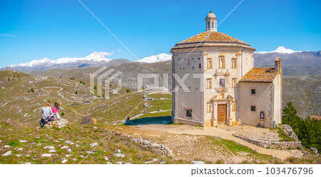 Gran Sasso National Park - Abruzzo - Italy - Santa Maria della Pieta church . 103476796