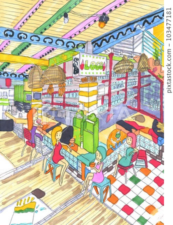 Girls enjoying cafes in Bali 103477181