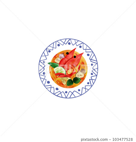Tom Yum Kung and this is a special menu, Thai food , element, hand draw, spicy prawn soup, 103477528