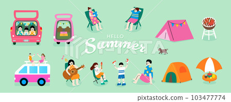 Collection of scrapbooking elements for camping 103477774